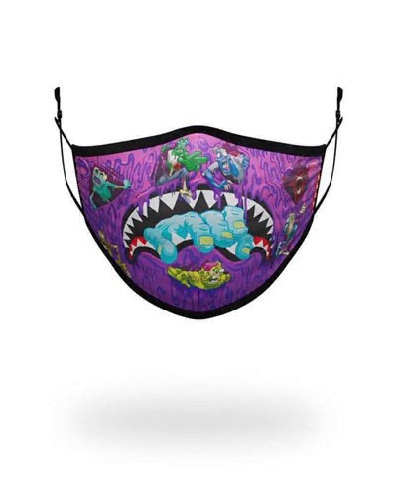 Purple Sprayground Adult Zombie Shark Form Fitting Face Masks | 97125-ZSEA