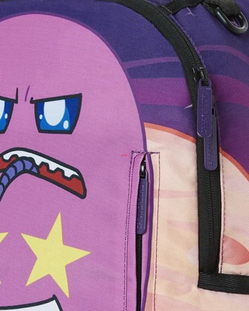 Purple Sprayground Aliens Aliens Aliens Backpacks | 90685-WPMX