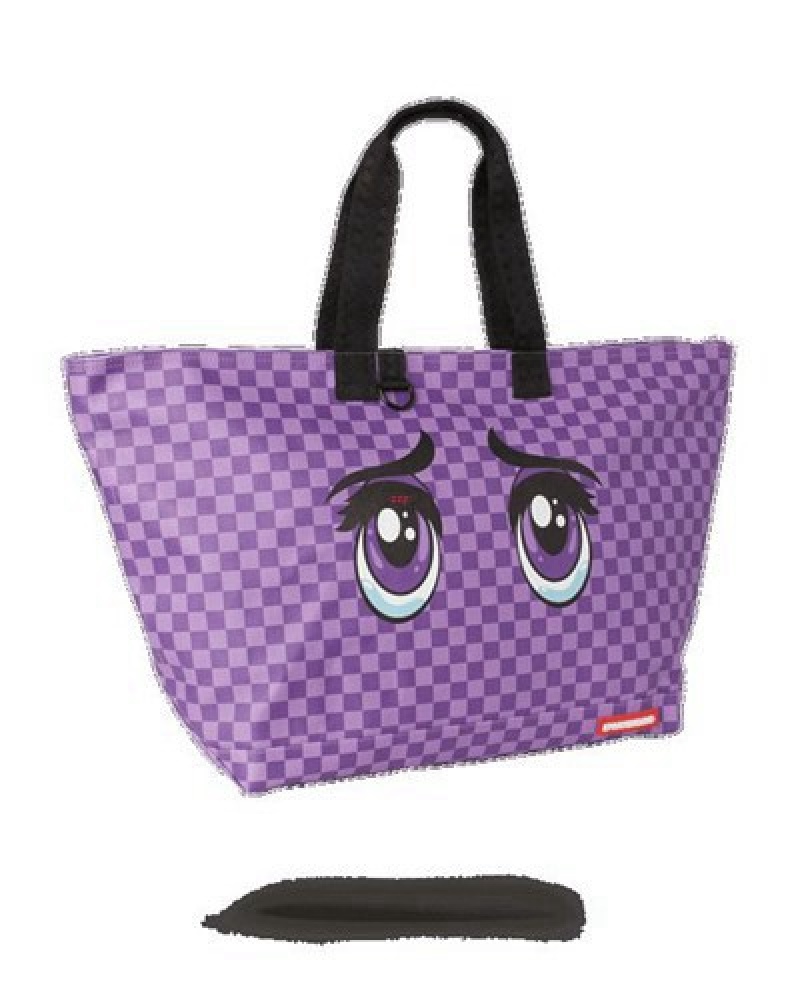 Purple Sprayground Animeyes Beach Tote Bags | 68273-BFYJ