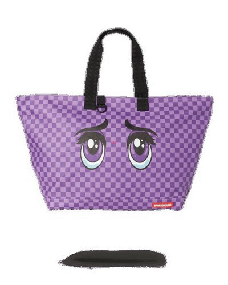 Purple Sprayground Animeyes Beach Tote Bags | 68273-BFYJ