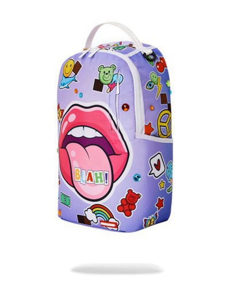 Purple Sprayground Blah! Backpacks | 32846-MVIZ