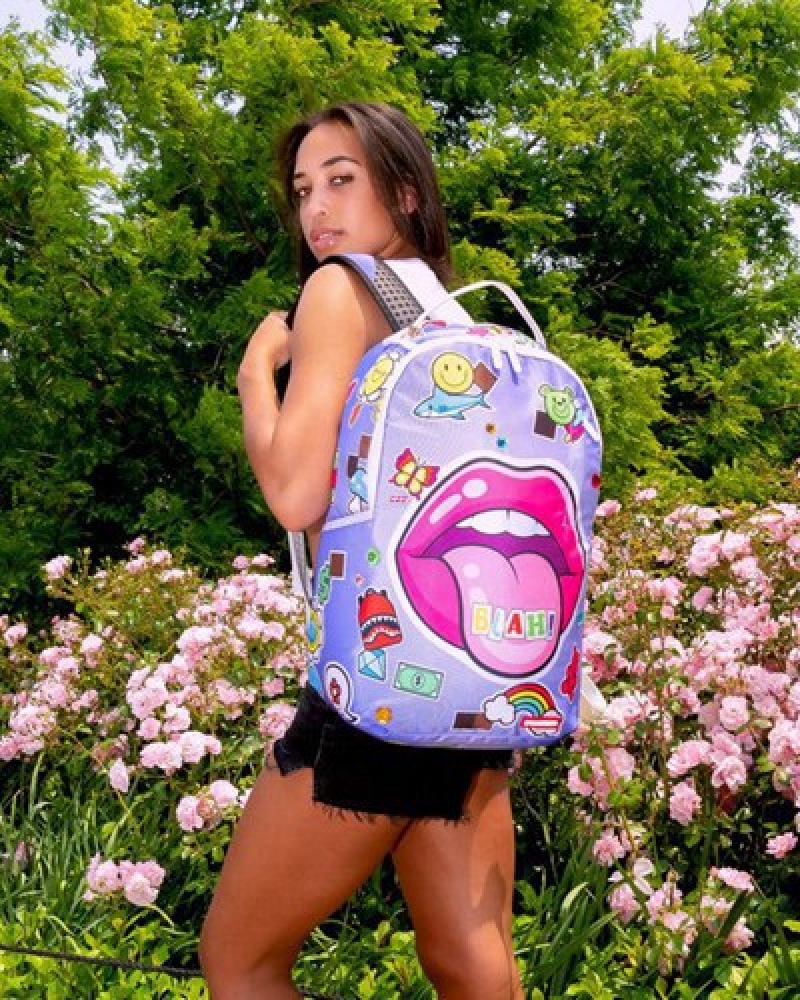 Purple Sprayground Blah! Backpacks | 32846-MVIZ