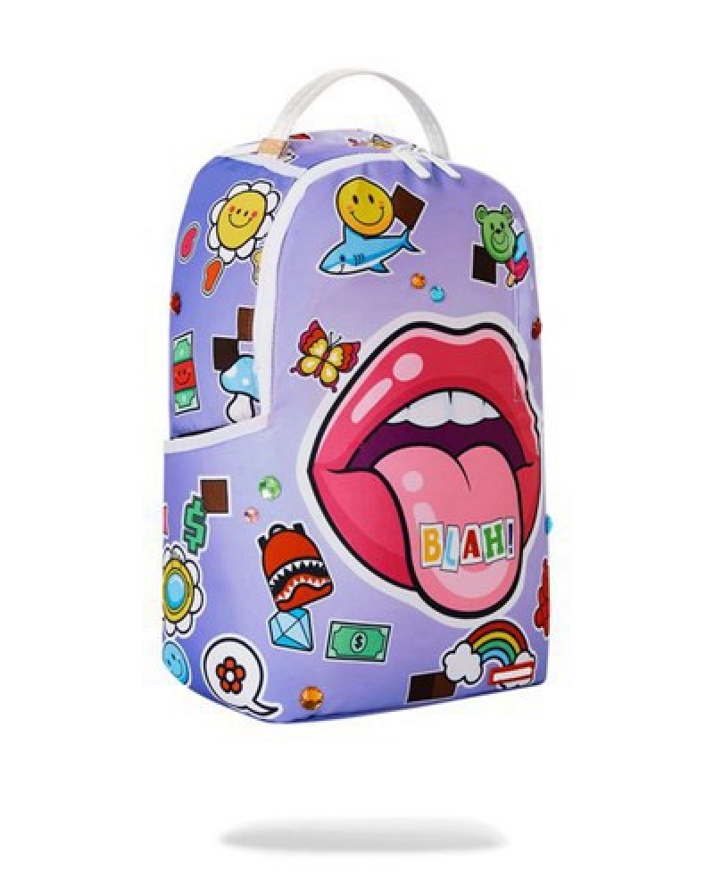 Purple Sprayground Blah! Backpacks | 32846-MVIZ