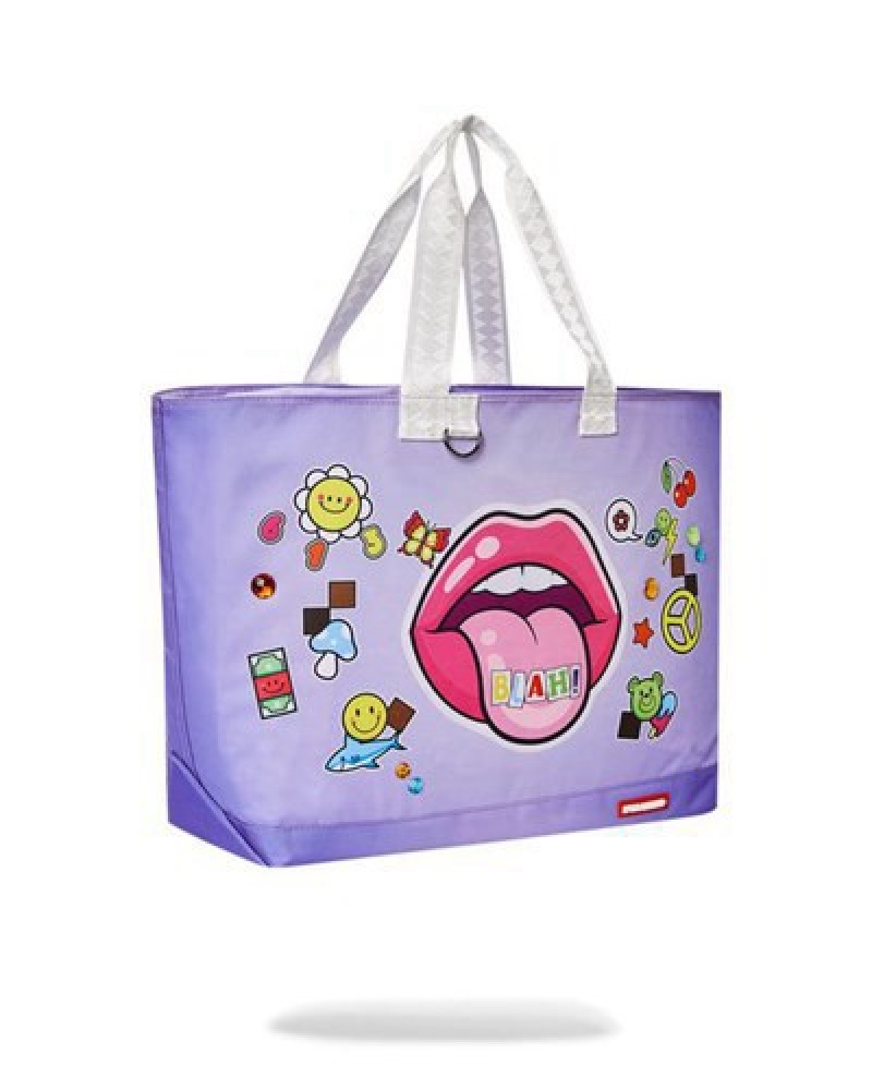 Purple Sprayground Blah! Beach Tote Bags | 06357-IEDB