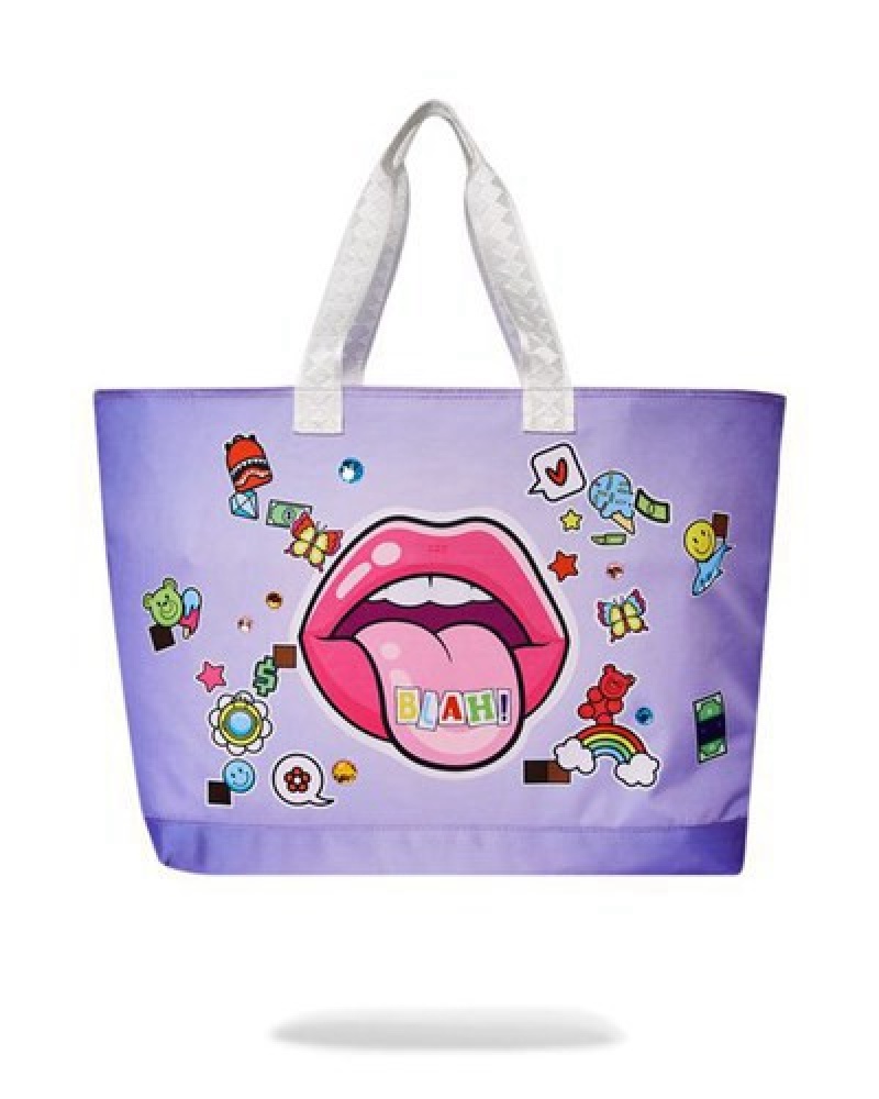 Purple Sprayground Blah! Beach Tote Bags | 06357-IEDB