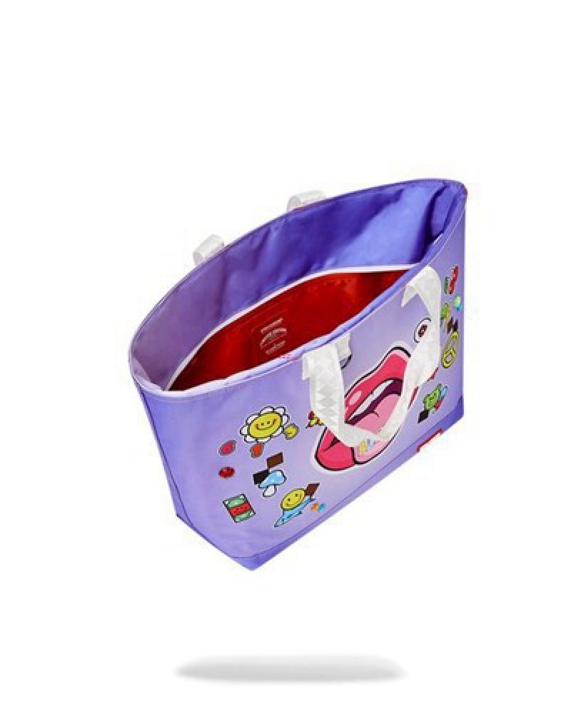 Purple Sprayground Blah! Beach Tote Bags | 06357-IEDB