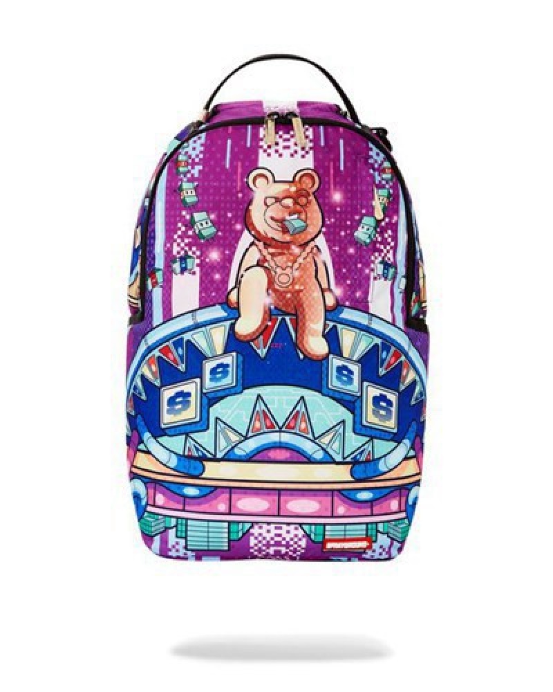 Purple Sprayground Diablo 24k Multiverse Backpacks | 30268-MJAW