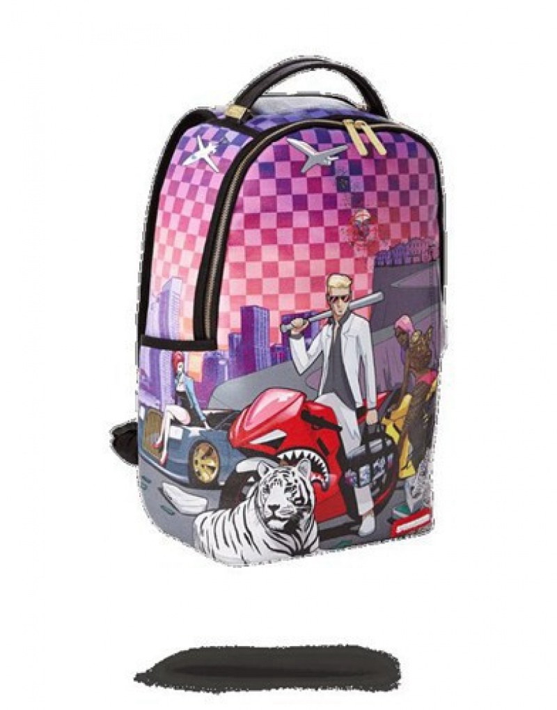 Purple Sprayground Dope Dealer Backpacks | 51209-XDRZ