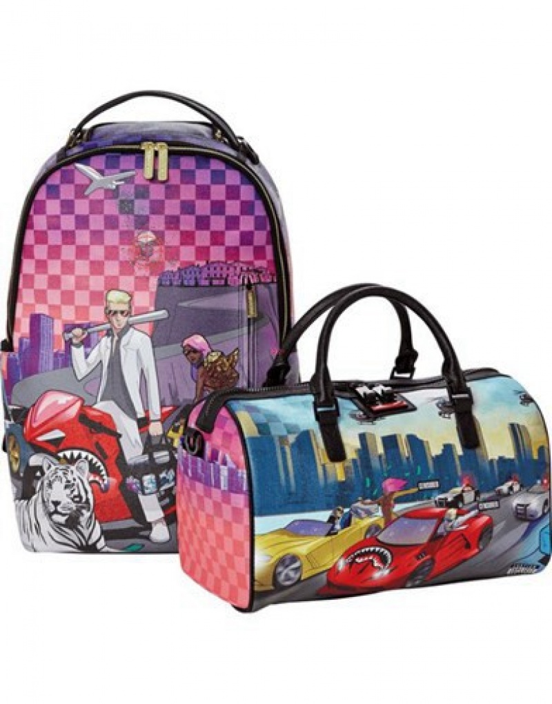 Purple Sprayground Dope Dealer Backpacks | 51209-XDRZ