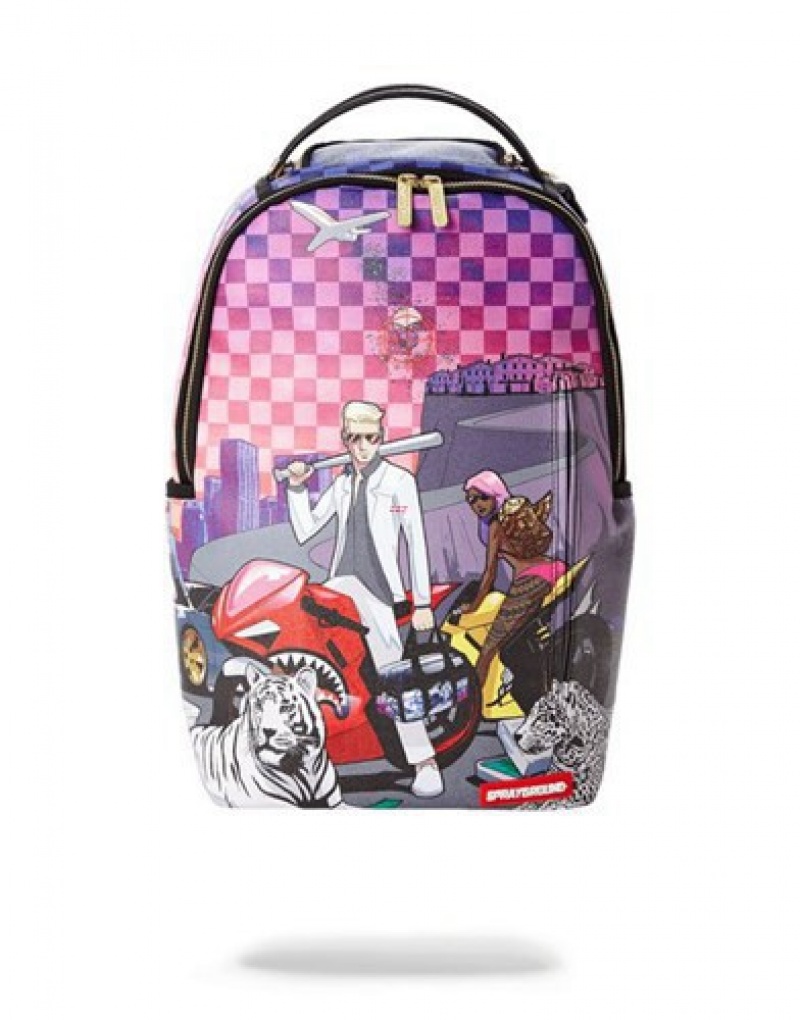 Purple Sprayground Dope Dealer Backpacks | 51209-XDRZ