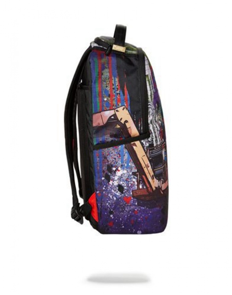 Purple Sprayground Joker Mural By Harley Quinn Backpacks | 19086-TXRN