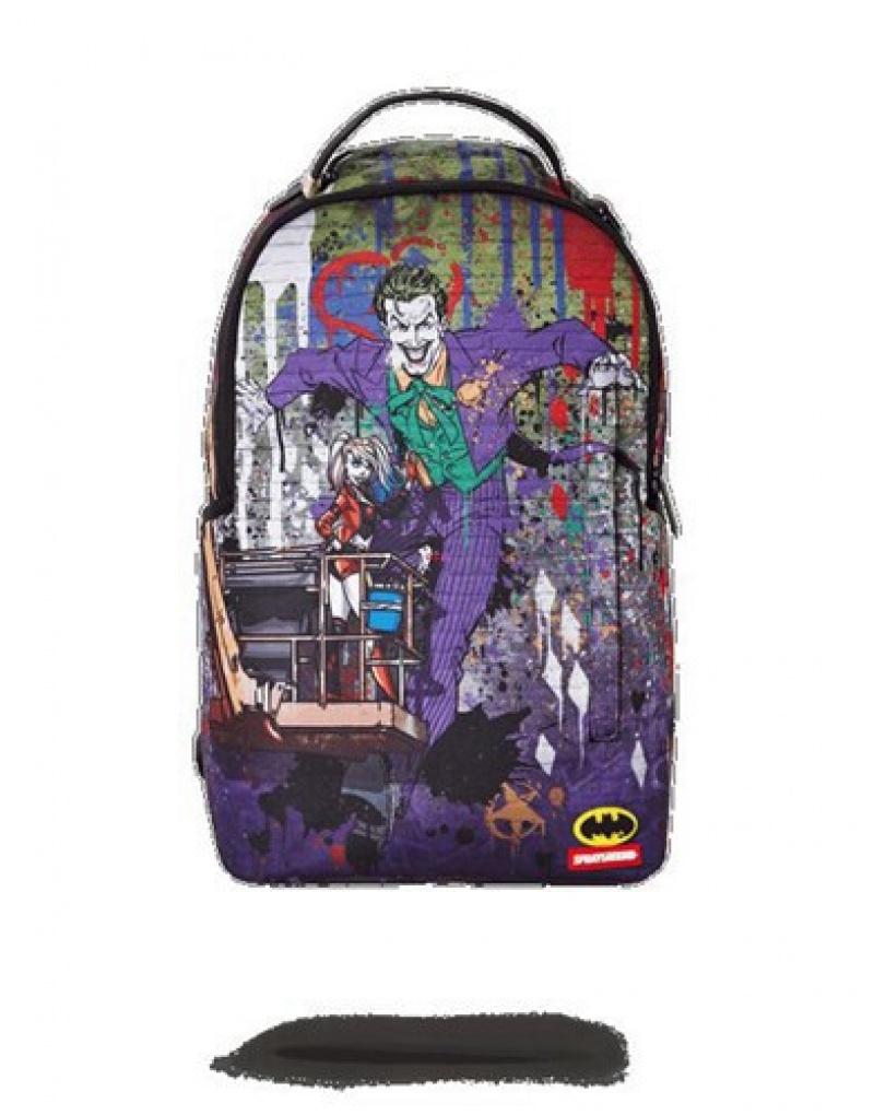 Purple Sprayground Joker Mural By Harley Quinn Backpacks | 19086-TXRN