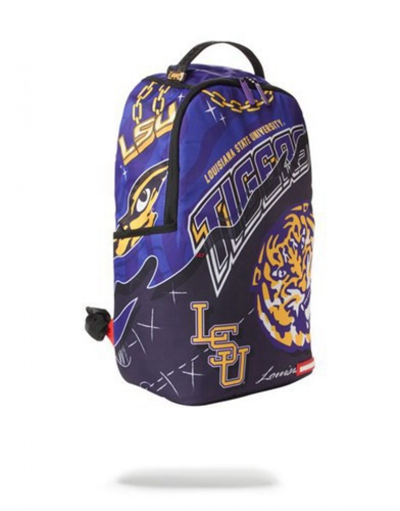 Purple Sprayground Lsu Big Style Backpacks | 15392-HWSC