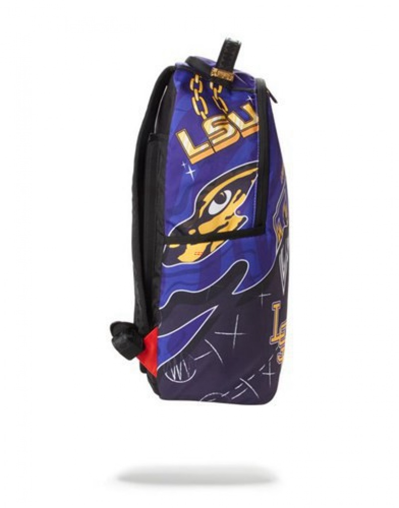 Purple Sprayground Lsu Big Style Backpacks | 15392-HWSC