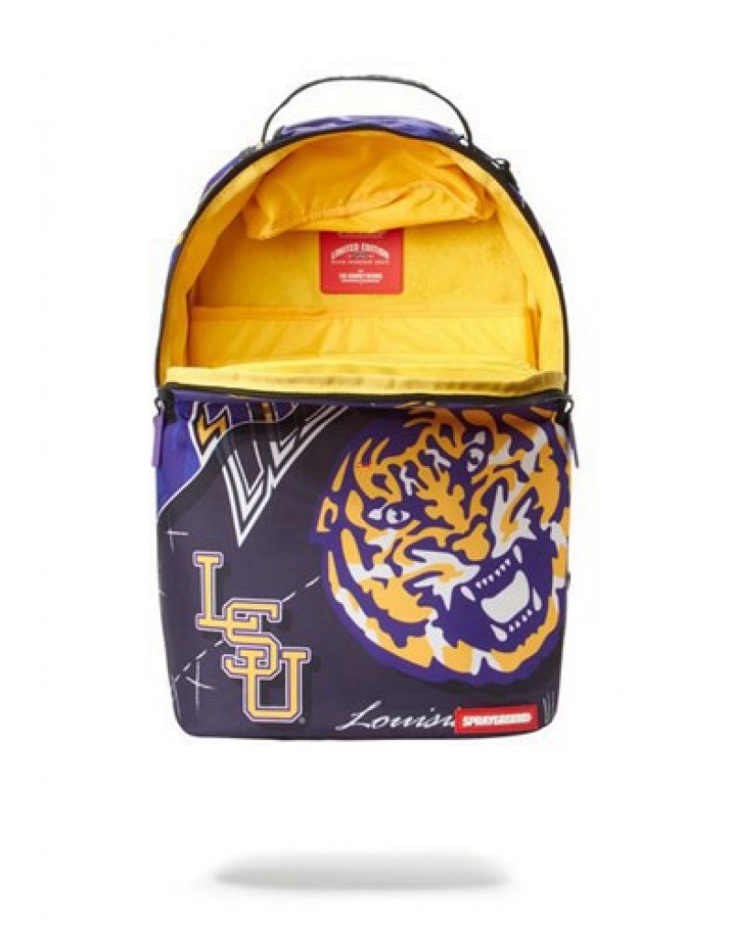 Purple Sprayground Lsu Big Style Backpacks | 15392-HWSC