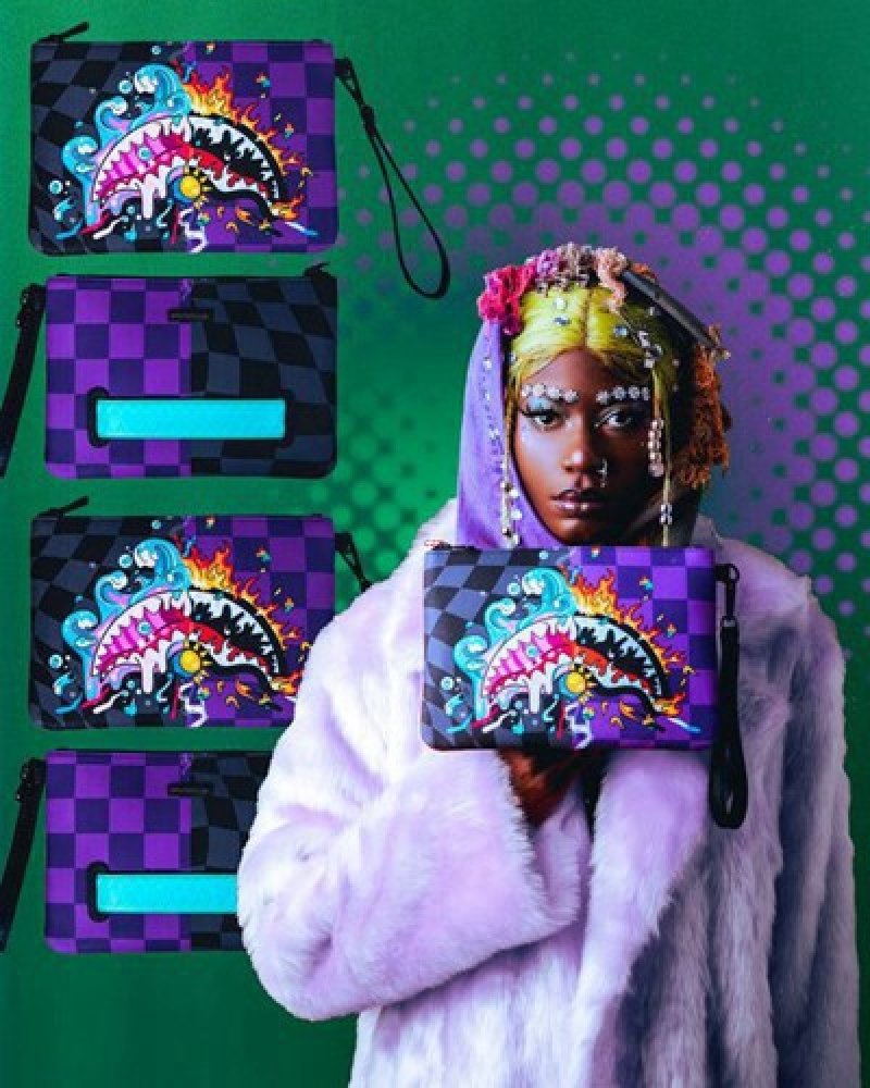 Purple Sprayground Mad Scientist Crossover Clutch Bag | 83129-ZMHU