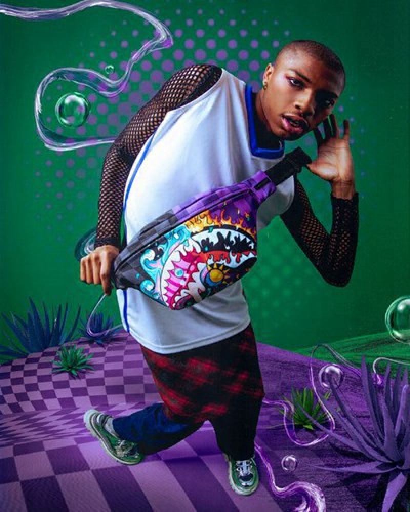 Purple Sprayground Mad Scientist Savvy Crossbody Bags | 54819-XDBW