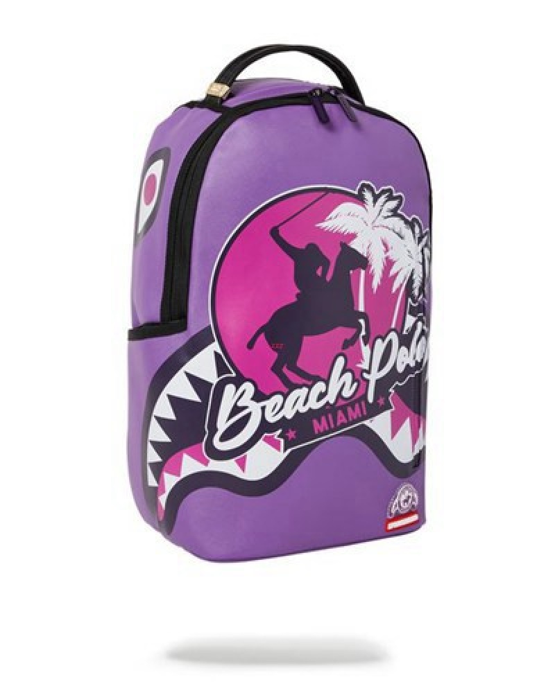 Purple Sprayground Miami Beach Polo Collab (Dlxv) Backpacks | 97841-JETK