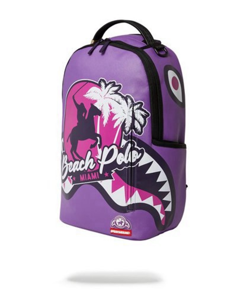 Purple Sprayground Miami Beach Polo Collab (Dlxv) Backpacks | 97841-JETK