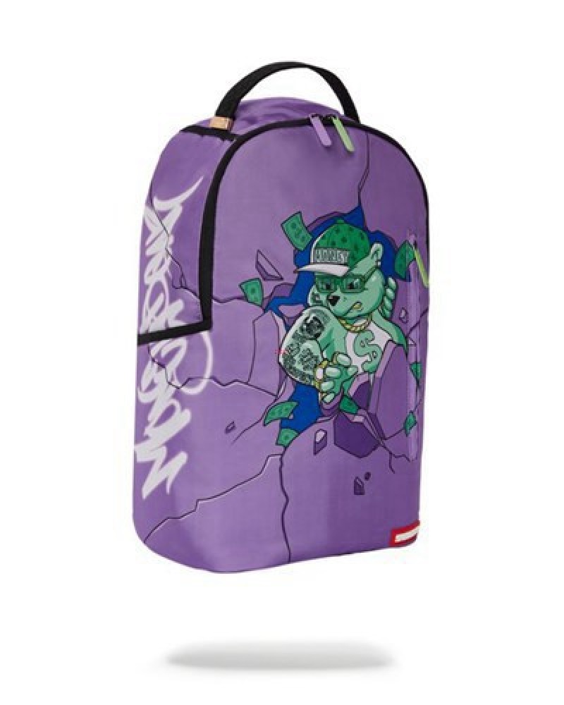 Purple Sprayground Money Bear Breakout (Dlxr) Backpacks | 57218-UBFP