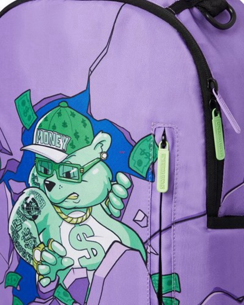 Purple Sprayground Money Bear Breakout (Dlxr) Backpacks | 57218-UBFP