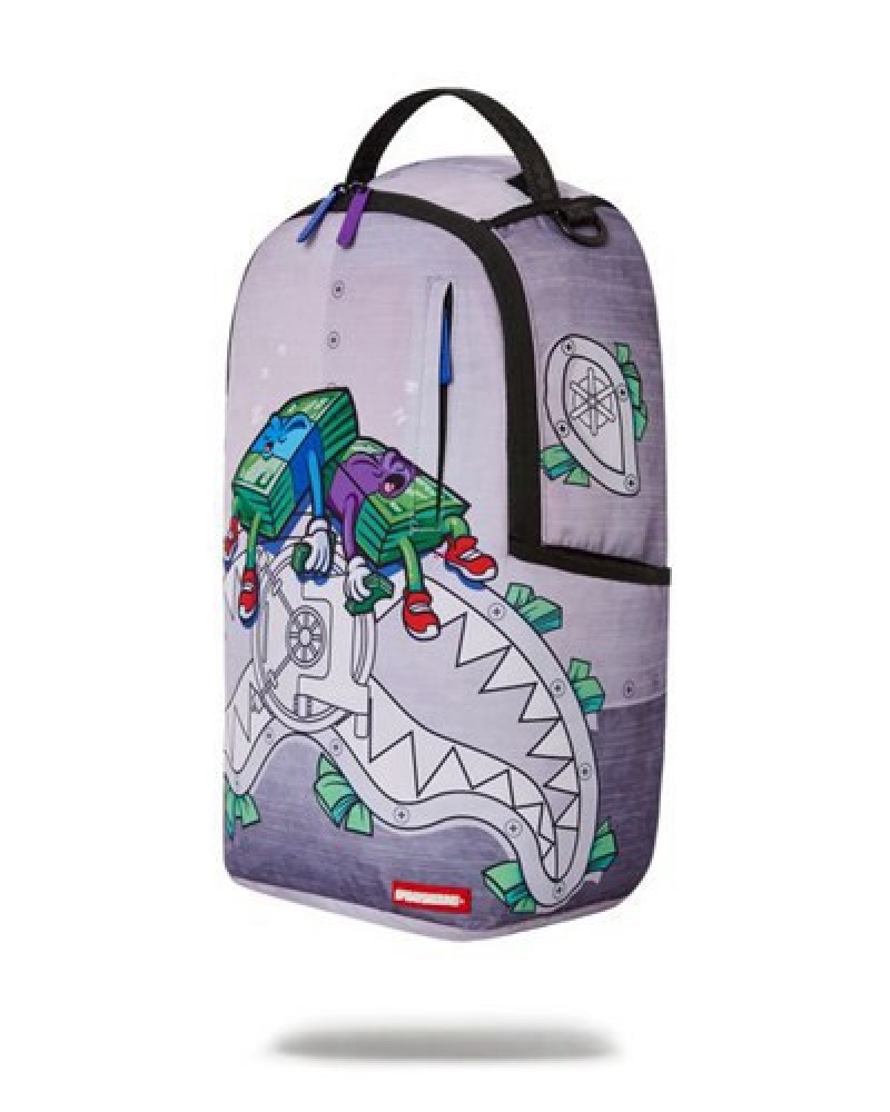 Purple Sprayground Money Boys I Make Money While I Sleep Knapsack (Dlxr) Backpacks | 97031-AQEB