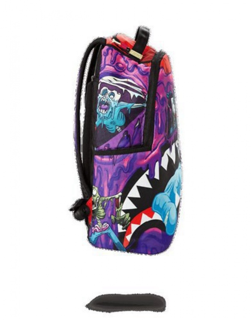 Purple Sprayground Night Of The Zombie Shark Backpacks | 13728-KJQD