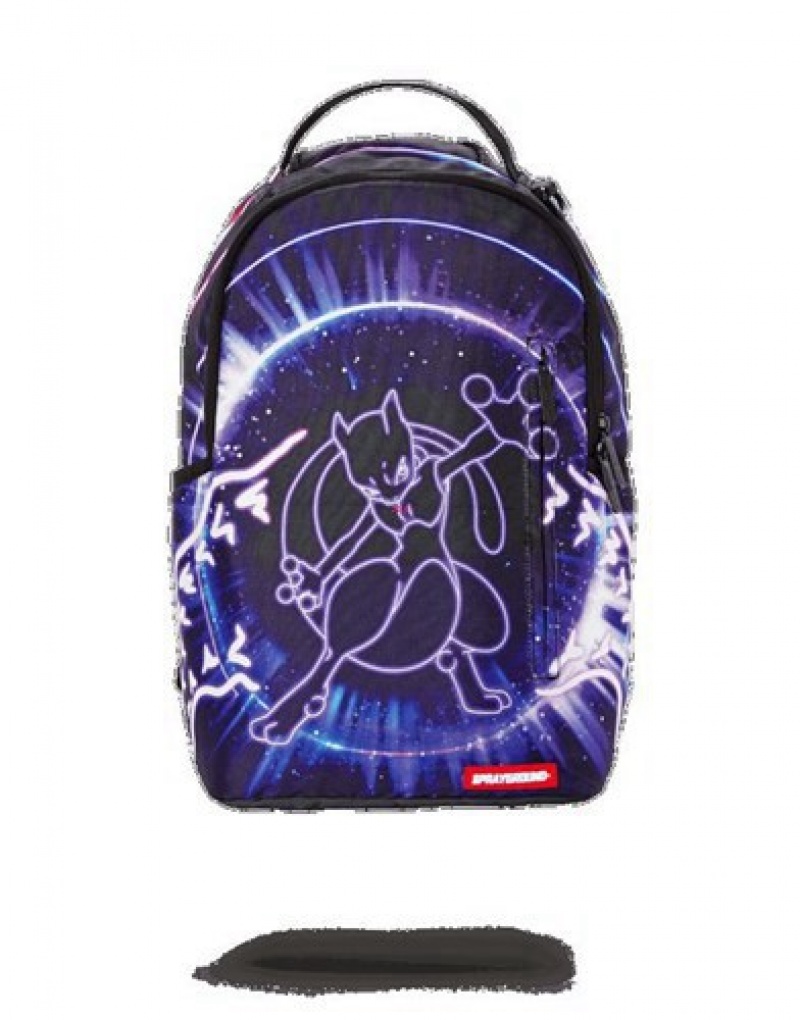 Purple Sprayground Pokemon Mewto Shark Backpacks | 17096-MVUT