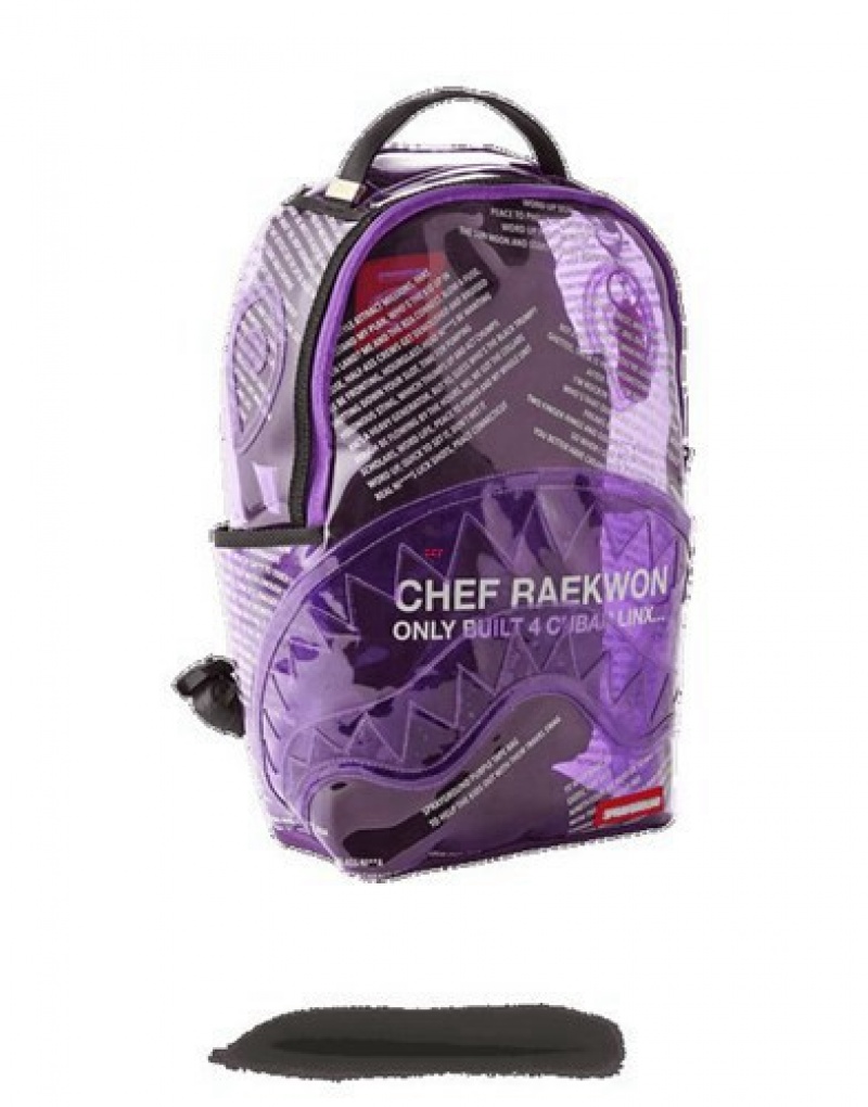 Purple Sprayground Raekwon Purple Tape Shark Backpacks | 45968-RNGF