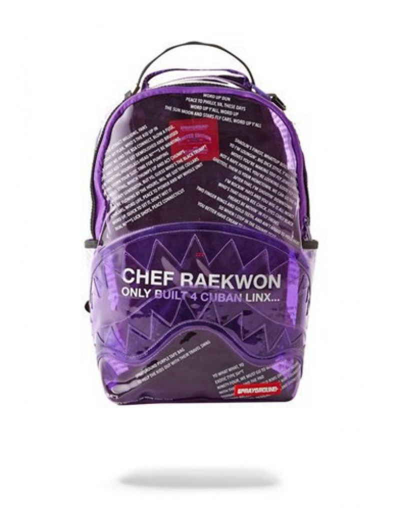 Purple Sprayground Raekwon Purple Tape Shark Backpacks | 45968-RNGF