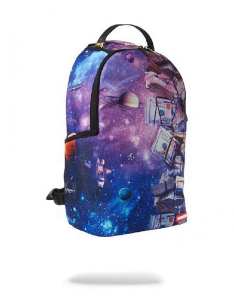 Purple Sprayground Spaced Out Backpacks | 63517-DGAC