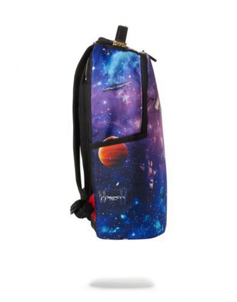 Purple Sprayground Spaced Out Backpacks | 63517-DGAC