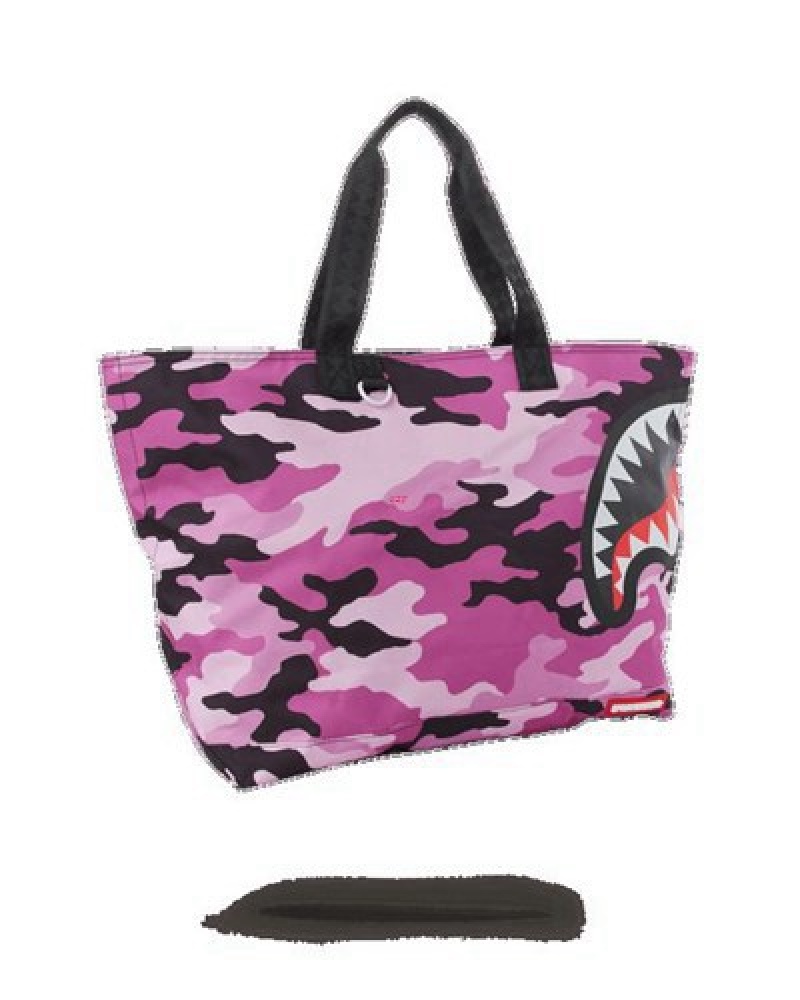 Purple Sprayground Split Camo Beach Tote Bags | 62104-QFHB