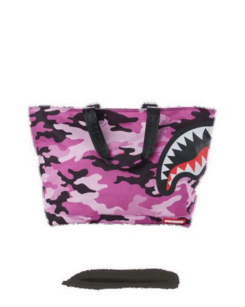 Purple Sprayground Split Camo Beach Tote Bags | 62104-QFHB