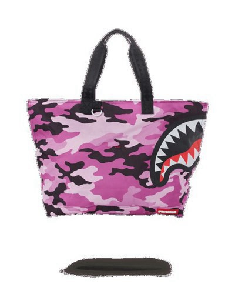 Purple Sprayground Split Camo Beach Tote Bags | 62104-QFHB