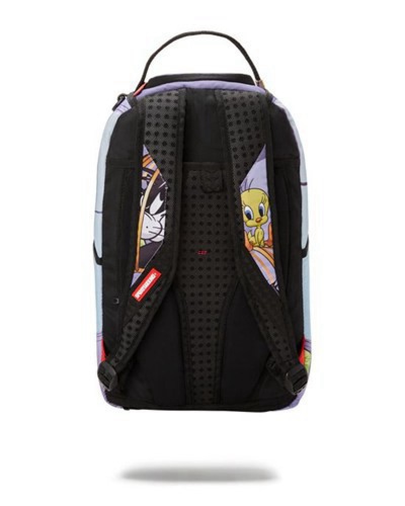 Purple Sprayground Tweety Vs Sylvester (Dlxr) Backpacks | 18543-SDPI