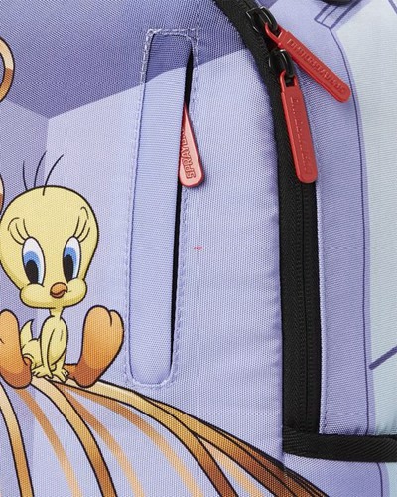 Purple Sprayground Tweety Vs Sylvester (Dlxr) Backpacks | 18543-SDPI