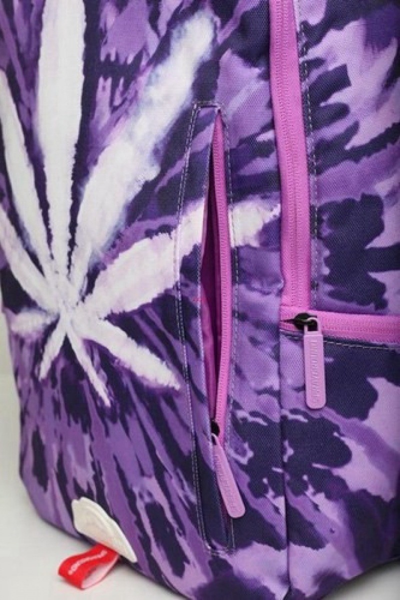 Purple Sprayground Weed Tie Dye Backpacks | 43268-EWDA