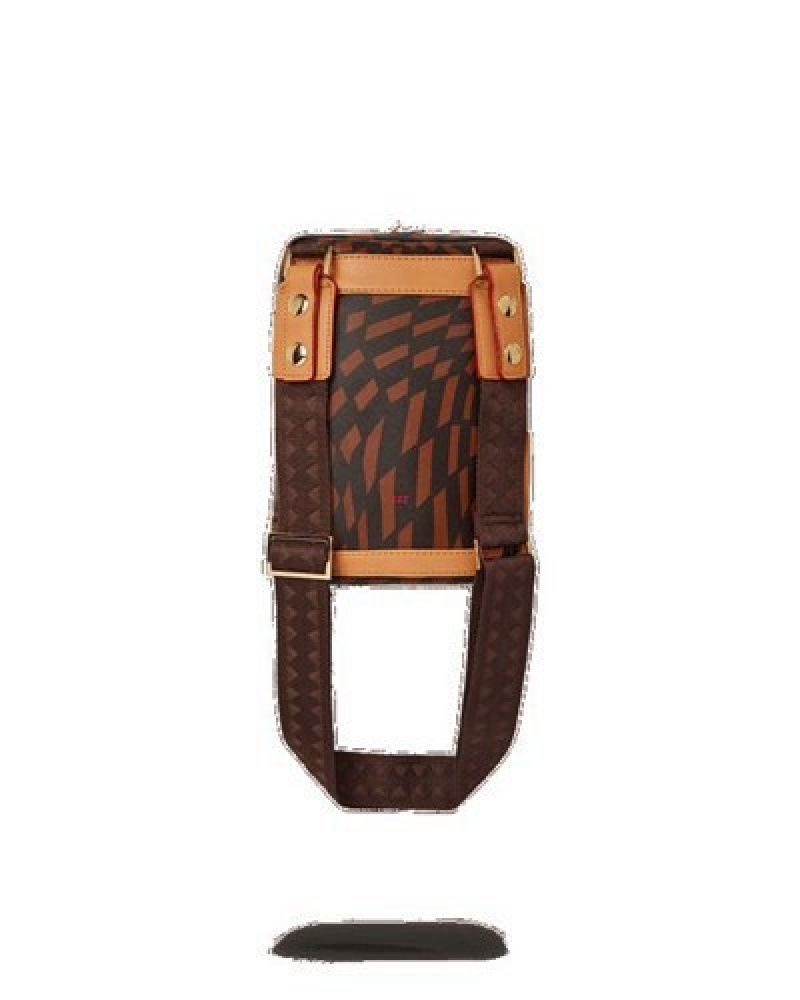 Red Brown Sprayground Trippy Henny Crossbody Bags | 41296-NVYG