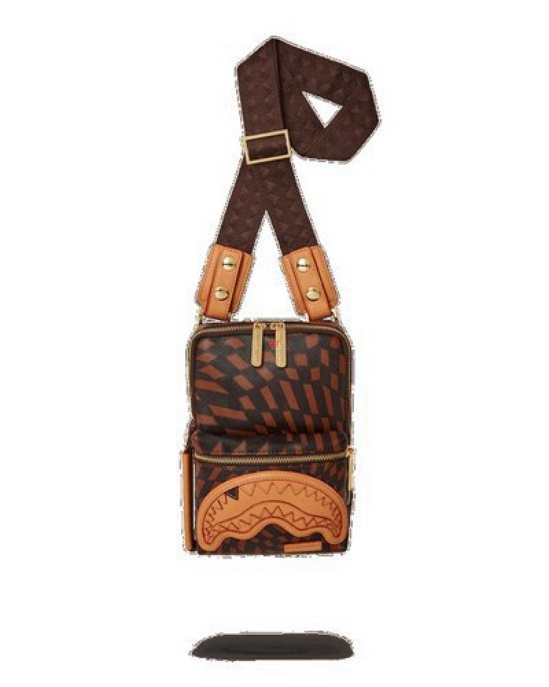 Red Brown Sprayground Trippy Henny Crossbody Bags | 41296-NVYG