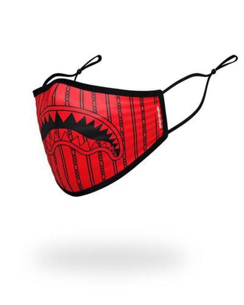 Red Sprayground Adult Reverse Sharks In Paris Form Fitting Face Masks | 46892-XHWS