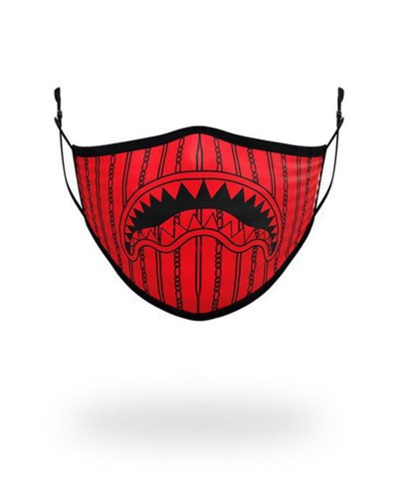 Red Sprayground Adult Reverse Sharks In Paris Form Fitting Face Masks | 46892-XHWS