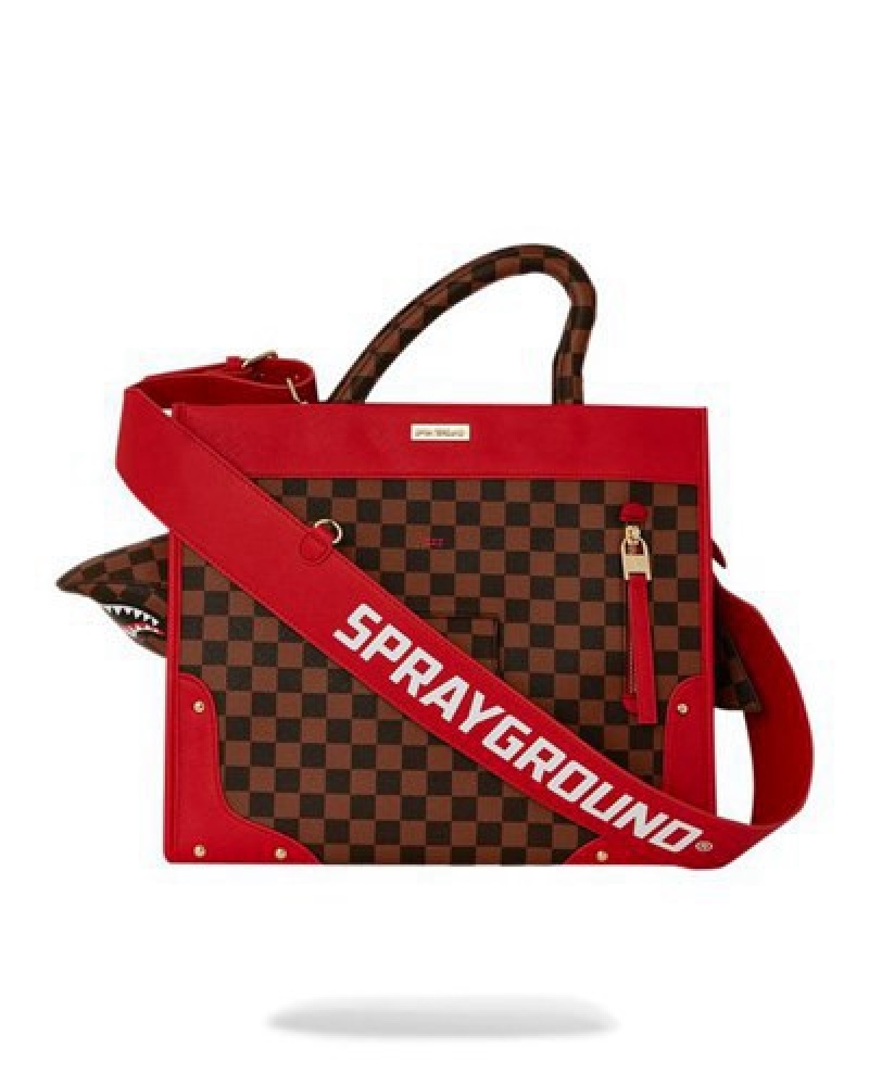 Red Sprayground All Or Nothing Sharks In Paris Tote Bags | 65327-SGYZ