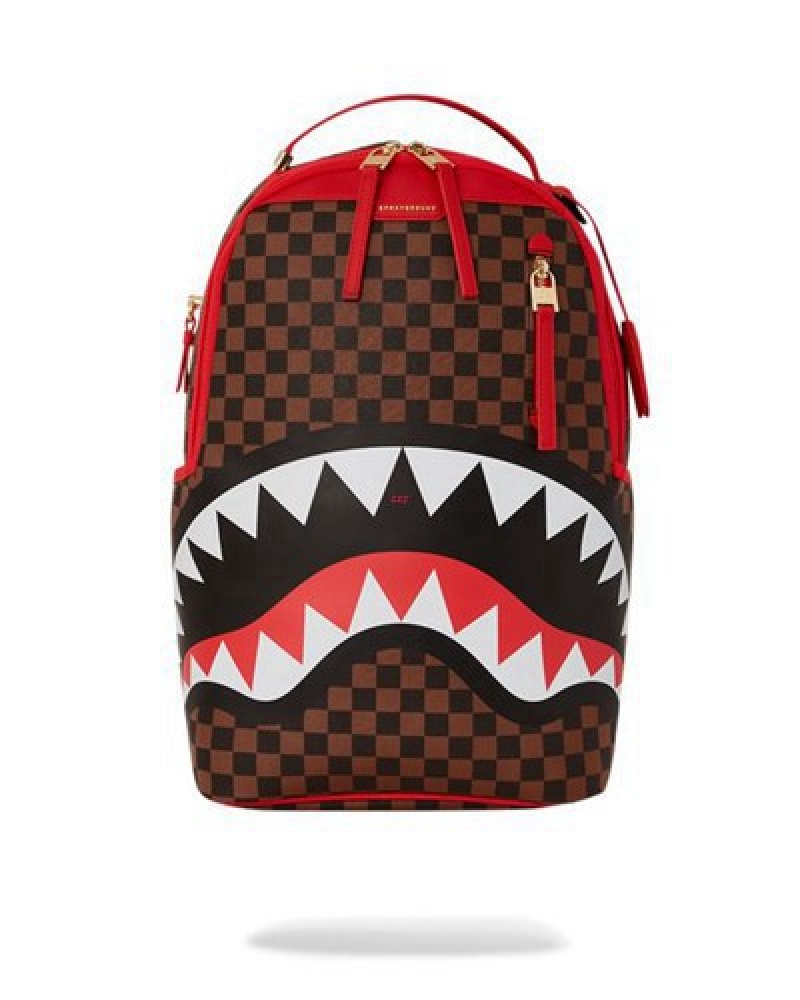 Red Sprayground All Or Nothing Sharks In Paris (Dlxv) Backpacks | 79542-IOFW