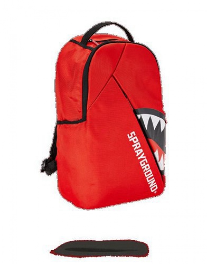 Red Sprayground Angled Shark Backpacks | 10267-WHIP