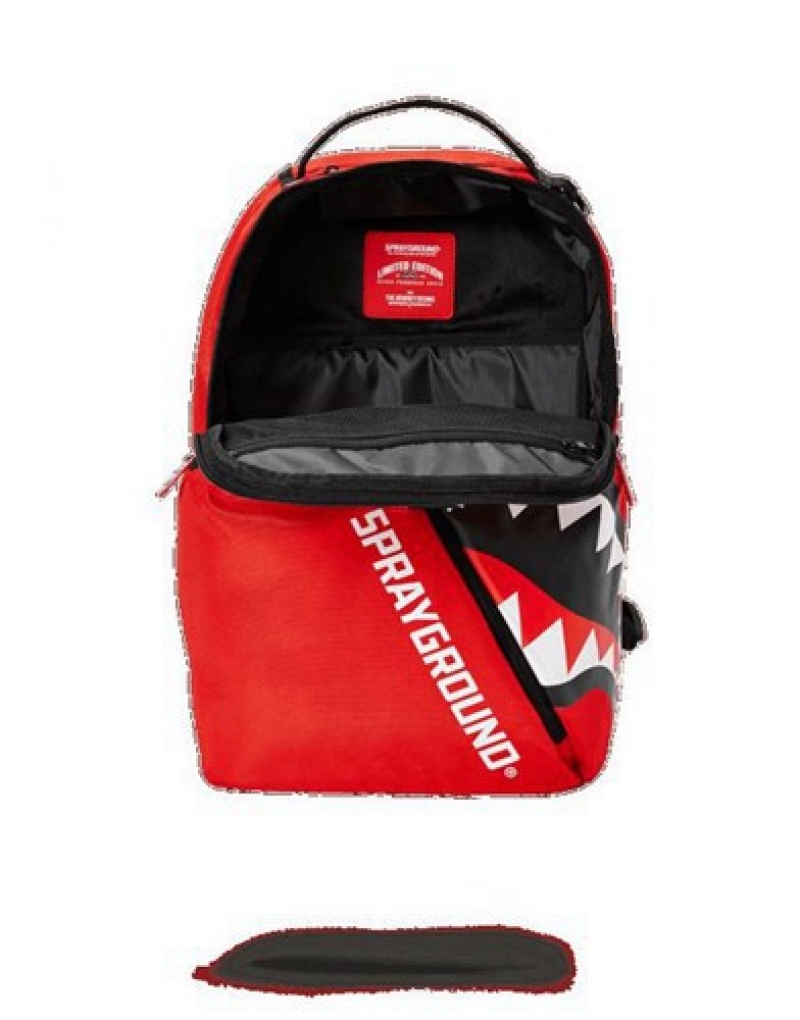 Red Sprayground Angled Shark Backpacks | 10267-WHIP