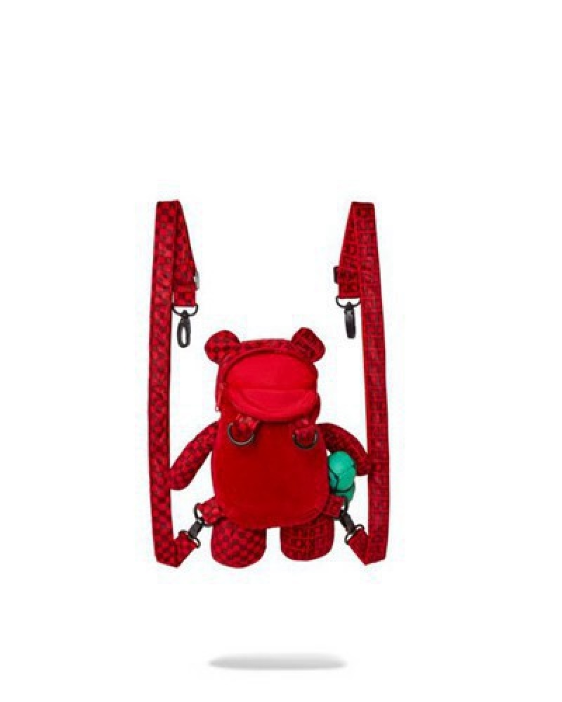 Red Sprayground Bear Cub- Veni Vidi Vici Backpacks | 86390-WZJQ