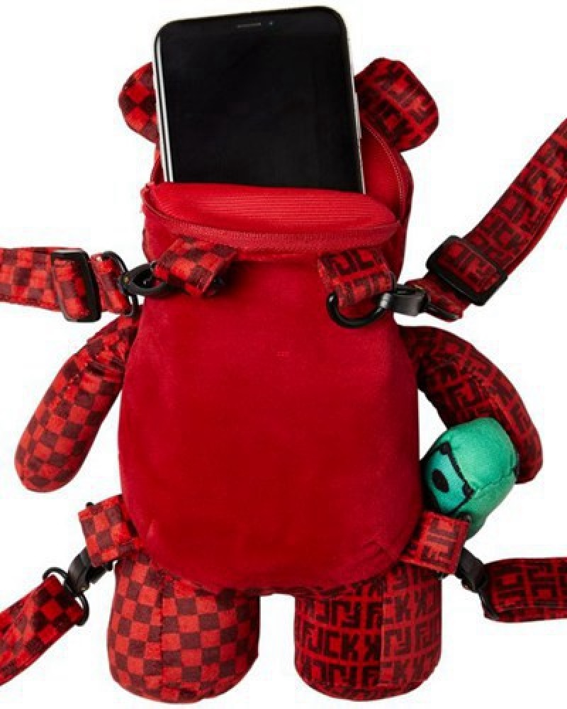 Red Sprayground Bear Cub- Veni Vidi Vici Backpacks | 86390-WZJQ