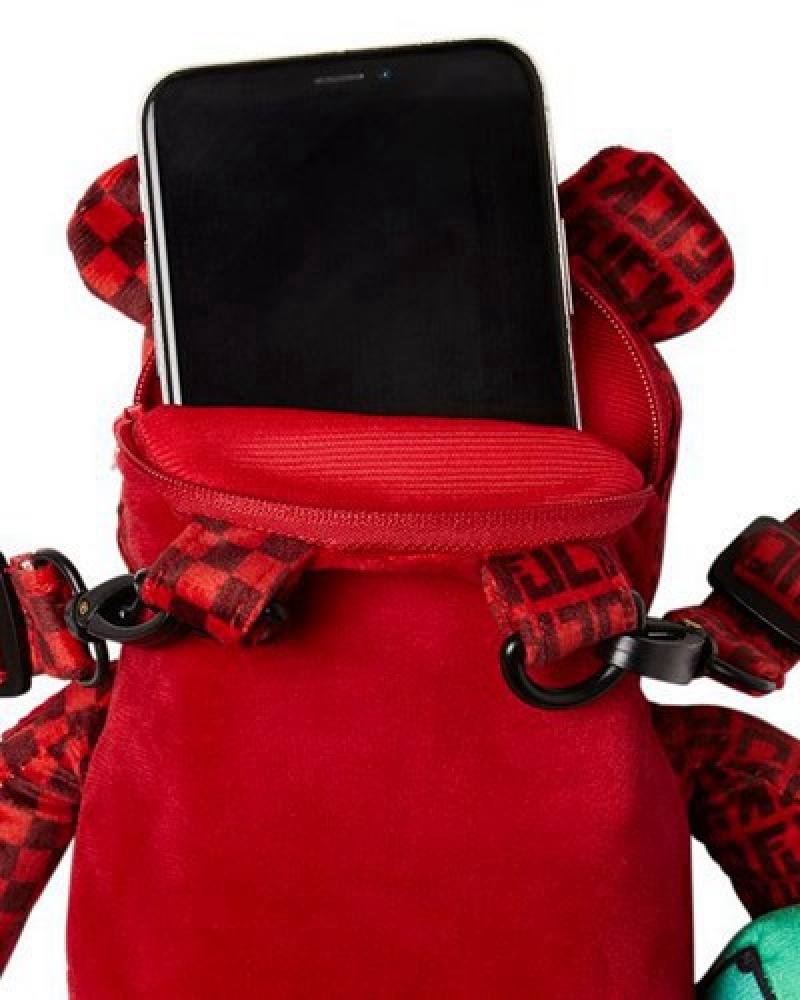 Red Sprayground Bear Cub- Veni Vidi Vici Backpacks | 86390-WZJQ