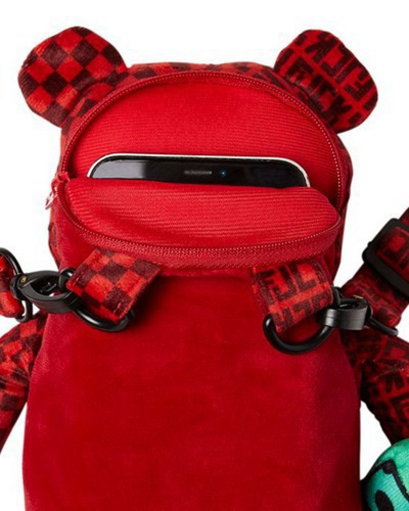 Red Sprayground Bear Cub- Veni Vidi Vici Backpacks | 86390-WZJQ